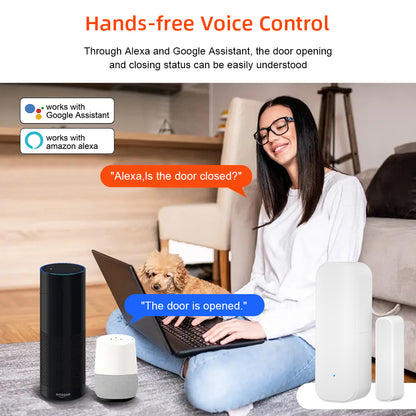 Tuya WiFiZigbee Window Door Sensor Smart Home Security Alarm System With Alexa  Google Home Voice C 3