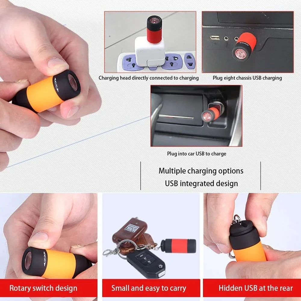 USB Rechargeable LED Keychain Flashlight Waterproof Strong Light PocketSized Mini Torch For Outdoor 4