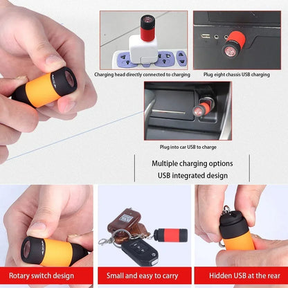 USB Rechargeable LED Keychain Flashlight Waterproof Strong Light PocketSized Mini Torch For Outdoor 4