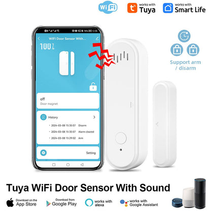 Tuya WiFiZigbee Window Door Sensor Smart Home Security Alarm System With Alexa  Google Home Voice C 9