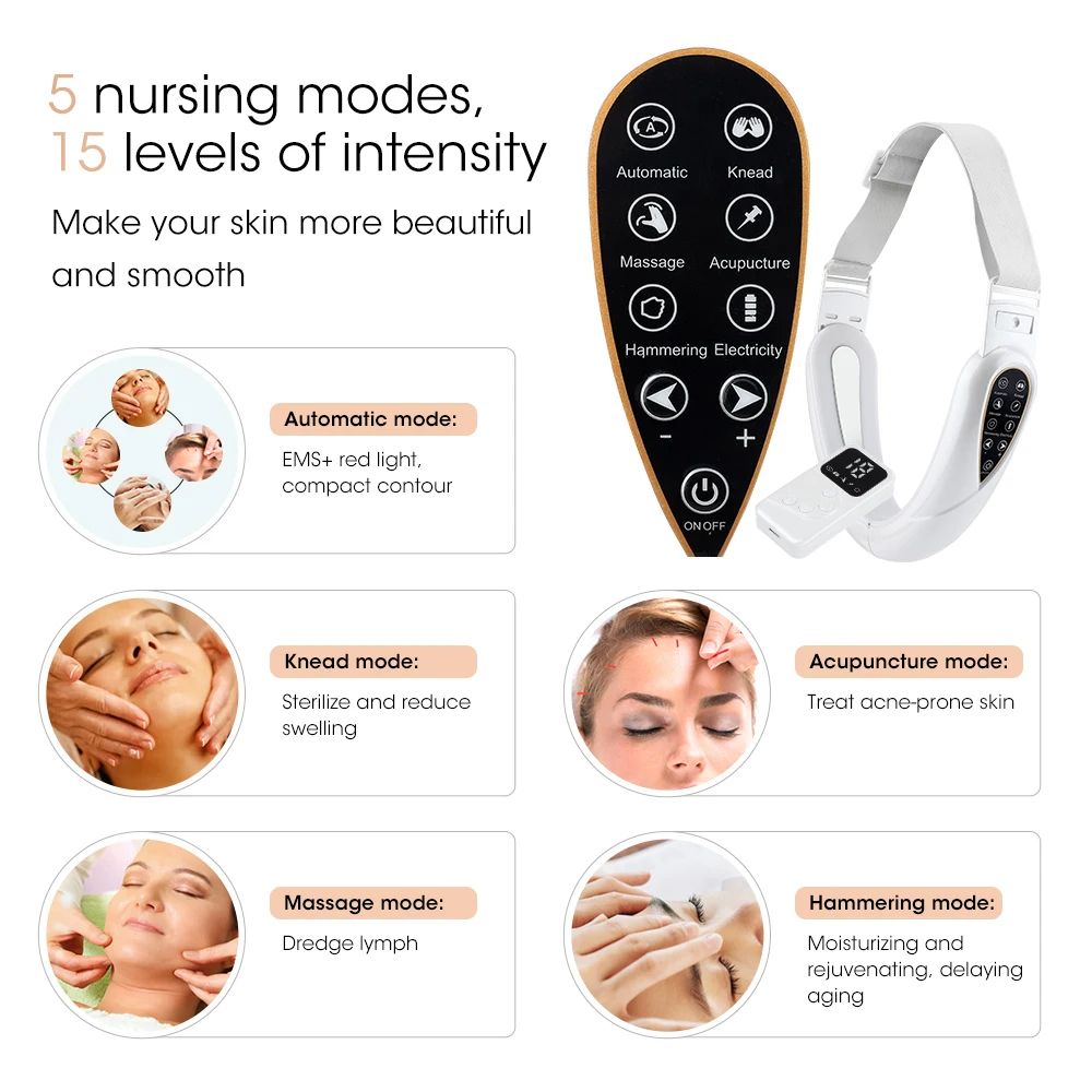 Face Lifting Device With Red Light Therapy V Face Massager For Skin Rejuvenation  Double Chin Lift  3