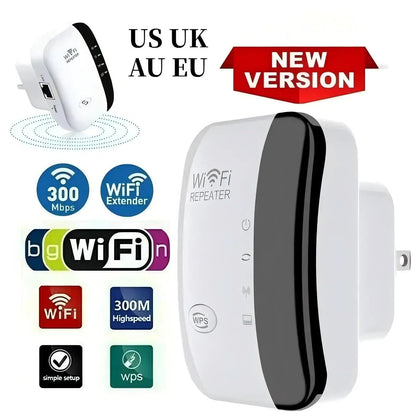 300Mbps WiFi Repeater Wireless Signal Amplifier – Extended Network Enhancer with US Plug for Home Routers