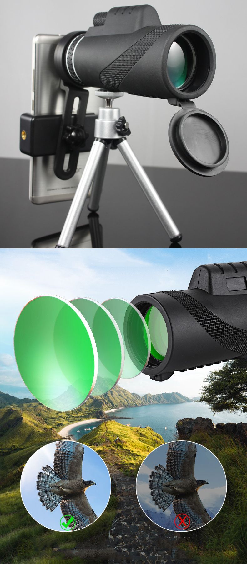 80x100 Portable Zoom HD Telescope Folding LongDistance Mini Monocular For Hunting Sports Outdoor Ca