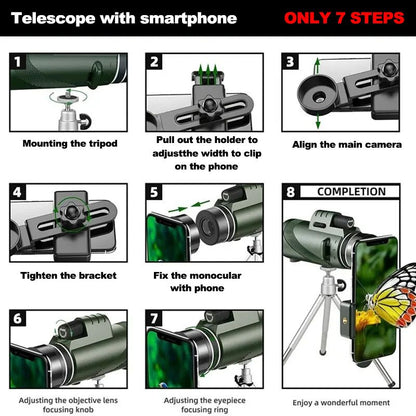 80x100 Portable Zoom HD Telescope Folding LongDistance Mini Monocular For Hunting Sports Outdoor Ca