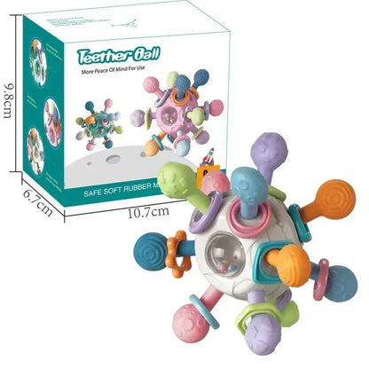 Infant Sensory Teething Toy Baby Rattle Ball Silicone Grasping Activity Toy For Development 7