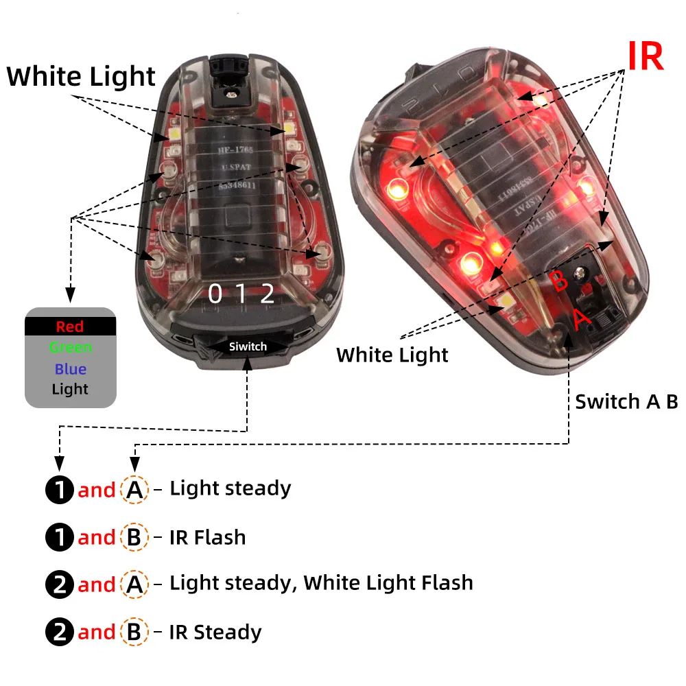 Tactical Helmet Light Survival Signal Lamp  IR  LED Strobe Identification Light For Airsoft  Outdoo 4