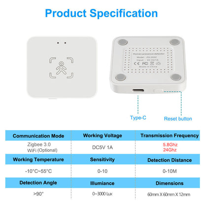 WiFi Smart Human Presence Sensor With MmWave Radar Luminance  Distance Detection Supports Home Assi