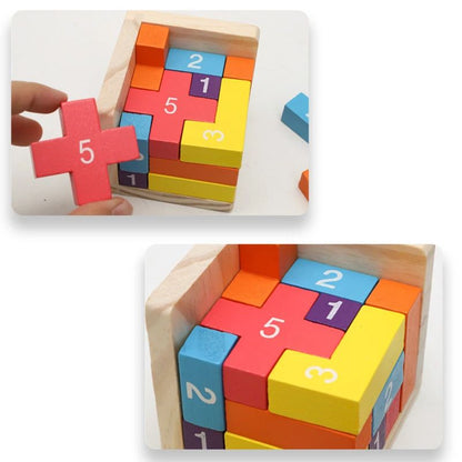 Colorful Wooden Blocks Puzzle Classic Luban Lock Cube 3D Brain Teaser Toy For Kids  Adults 2