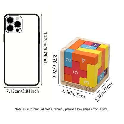 Colorful Wooden Blocks Puzzle Classic Luban Lock Cube 3D Brain Teaser Toy For Kids  Adults 5