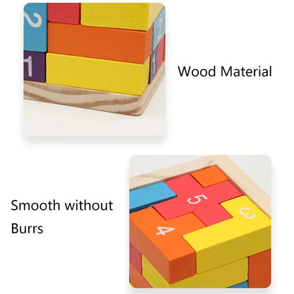 Colorful Wooden Blocks Puzzle Classic Luban Lock Cube 3D Brain Teaser Toy For Kids  Adults 3