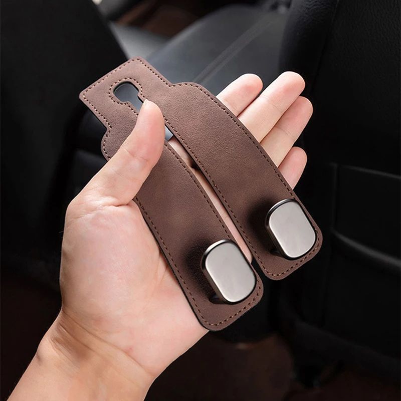 Car Headrest Hook Premium Suede Dual Hanger Alloy Hook For Rear Seat Bag Purse Storage Organizer Un 4