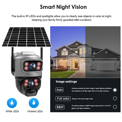 8MP 4K V380 Dual Lens 4G Solar Security Camera PIR Human Detection Night Vision Waterproof IP Cam 5