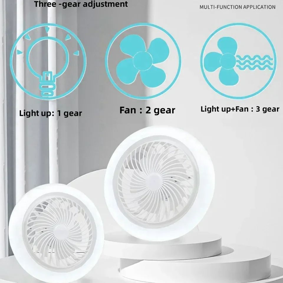 Smart 2in1 Ceiling Fan With Remote Control Lighting  E27 Conversion Base For Bedroom  Living Room 1