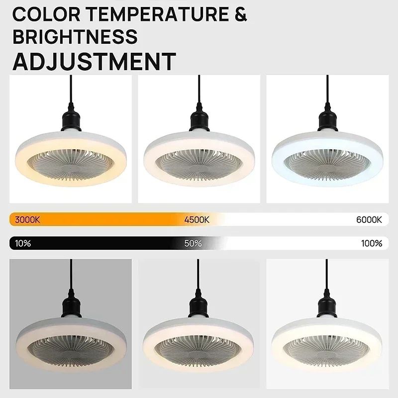 Smart 2in1 Ceiling Fan With Remote Control Lighting  E27 Conversion Base For Bedroom  Living Room 4