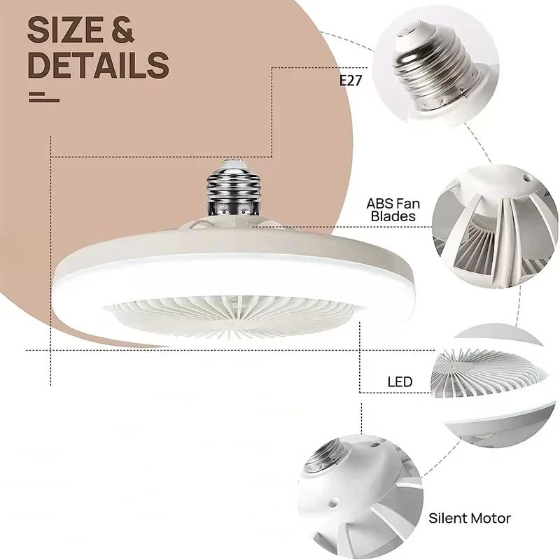 Smart 2in1 Ceiling Fan With Remote Control Lighting  E27 Conversion Base For Bedroom  Living Room 5