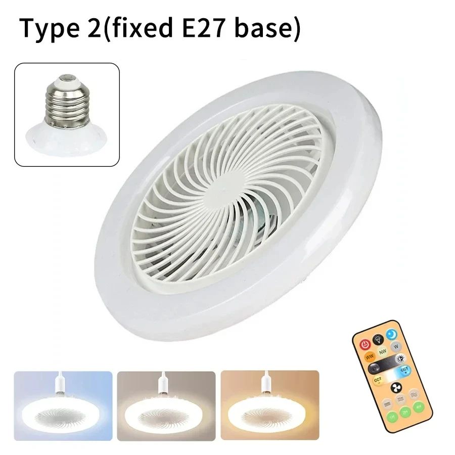 Smart 2in1 Ceiling Fan With Remote Control Lighting  E27 Conversion Base For Bedroom  Living Room 6