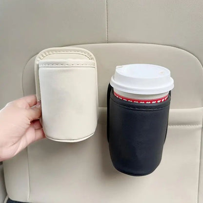 Leather Car Door Cup Holder Organizer  Automotive Drink Rack Storage Bin For Back Seat  Universal I 2