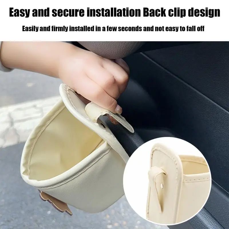Leather Car Door Cup Holder Organizer  Automotive Drink Rack Storage Bin For Back Seat  Universal I 3