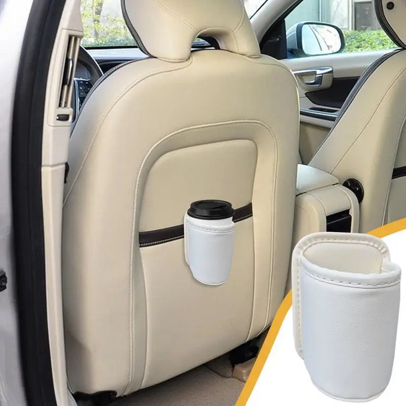 Leather Car Door Cup Holder Organizer  Automotive Drink Rack Storage Bin For Back Seat  Universal I 4