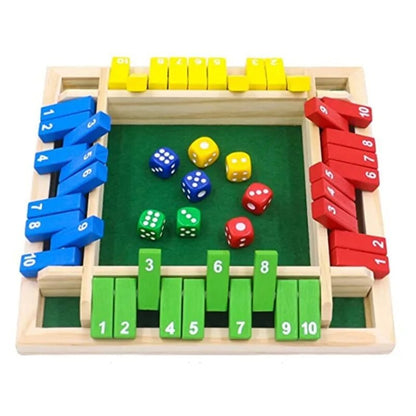 Wooden Dice Board Game for 4 Players Shut The Box Family Game with Flaps & Dices | Fun Interaction & Entertainment