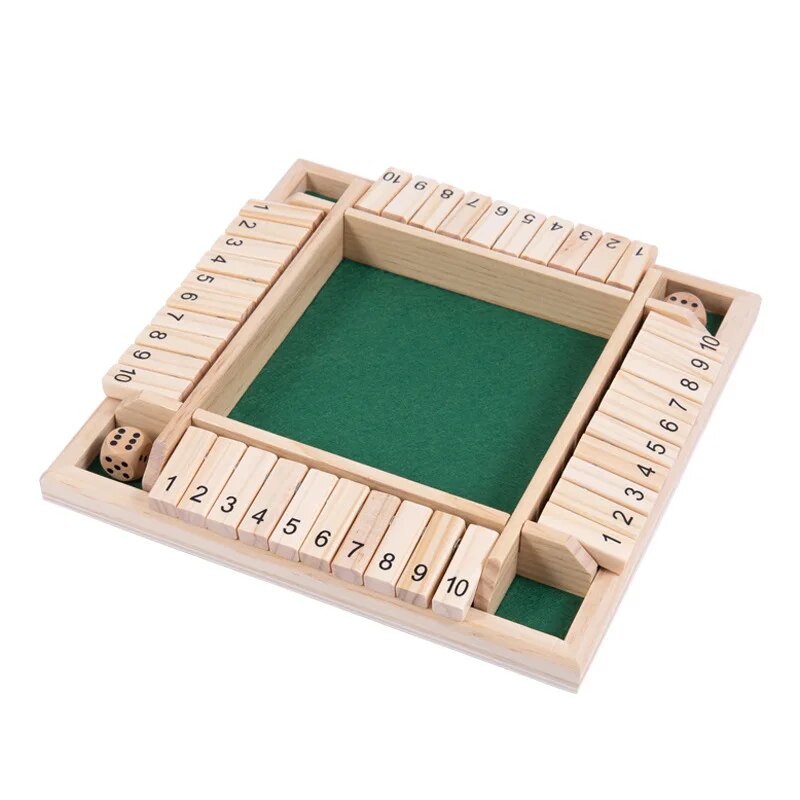 Wooden Dice Board Game for 4 Players Shut The Box Family Game with Flaps & Dices | Fun Interaction & Entertainment