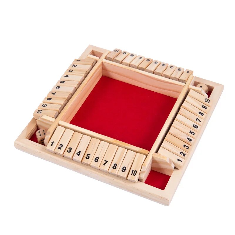 Wooden Dice Board Game for 4 Players Shut The Box Family Game with Flaps & Dices | Fun Interaction & Entertainment