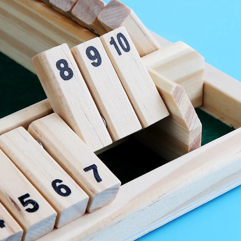Wooden Dice Board Game for 4 Players Shut The Box Family Game with Flaps & Dices | Fun Interaction & Entertainment