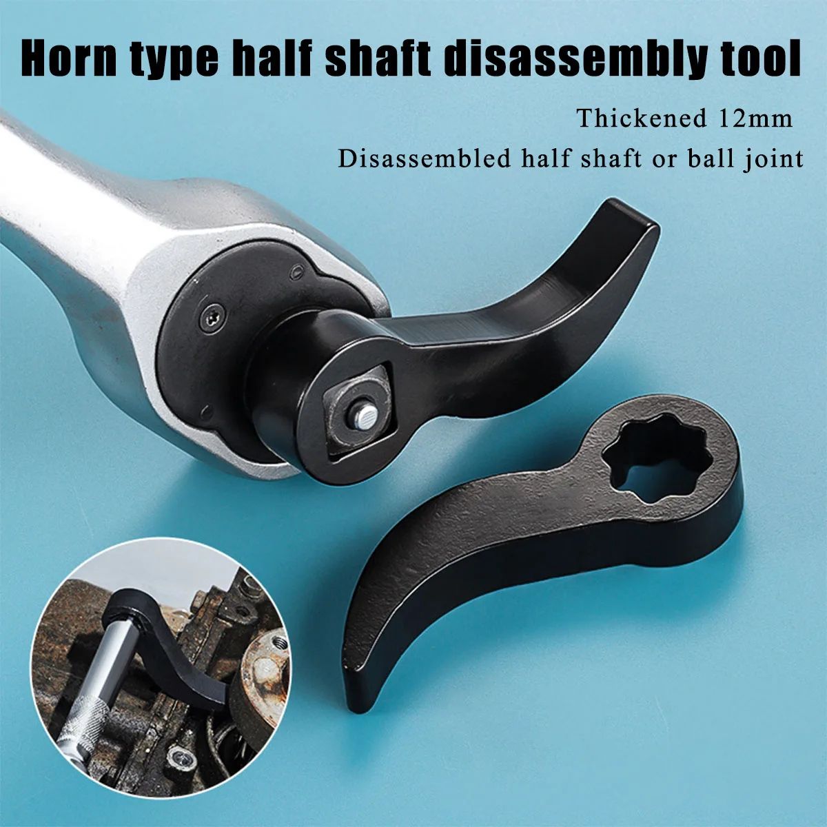 Angle Type Half Axle Disassembly Tool – Drive Pry Bar Adapter for Open-End Wrenches CV Axle Half Shaft Removal Tool