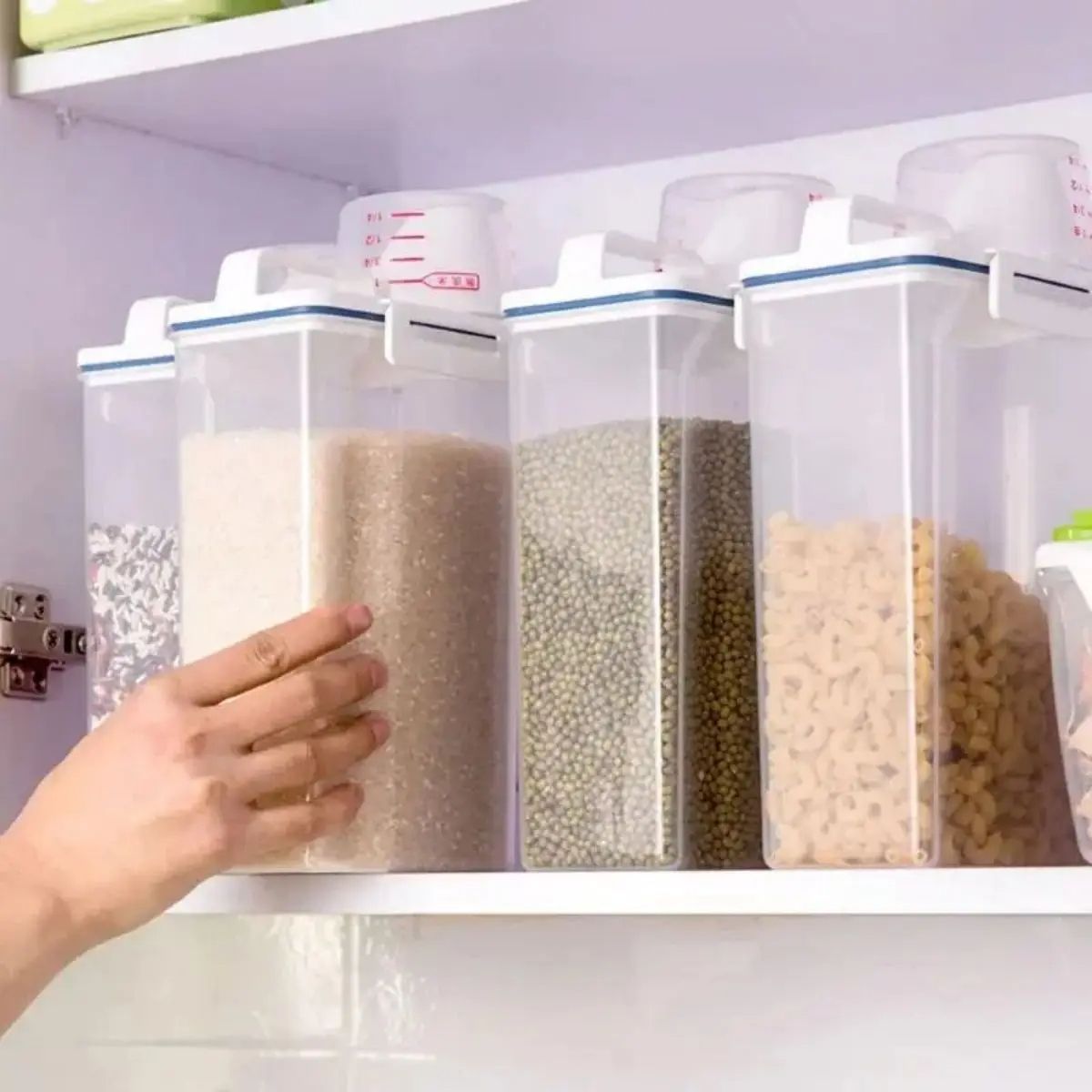 Rice And Grains Food Storage Canister With Measuring Cup Kitchen MoistureProof InsectProof  DustPro 1