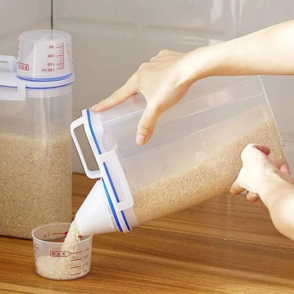 Rice And Grains Food Storage Canister With Measuring Cup Kitchen MoistureProof InsectProof  DustPro 4