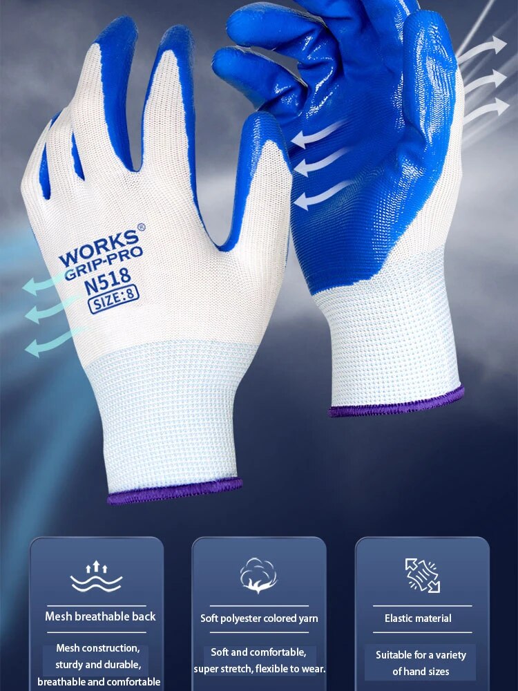 NonSlip Nitrile Work Gloves WearResistant Breathable Safety Gloves For Industrial  Construction Use 1