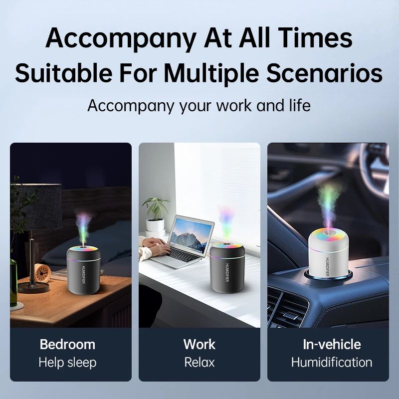 Portable USB Electric Aroma Diffuser  Mini Air Humidifier Essential Oil Mist Maker With LED Lights  1