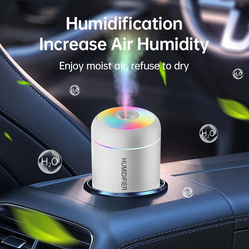 Portable USB Electric Aroma Diffuser & Mini Air Humidifier, Essential Oil Mist Maker with LED Lights for Bedroom,