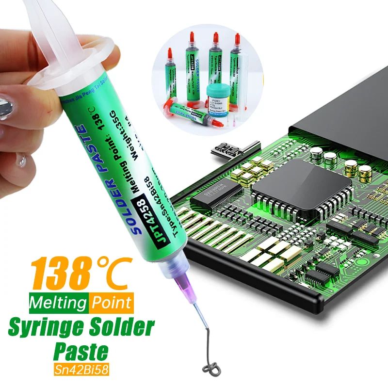 Lead-Free Welding Paste SMD Syringe, Low Temperature No Clean Solder Paste for iPhone Tail Plug, BGA, and PCB Repair
