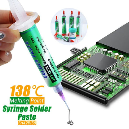 Lead-Free Welding Paste SMD Syringe, Low Temperature No Clean Solder Paste for iPhone Tail Plug, BGA, and PCB Repair