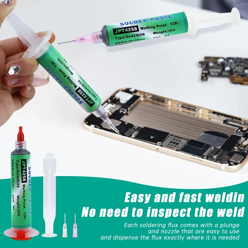 LeadFree Welding Paste SMD Syringe Low Temperature No Clean Solder Paste For IPhone Tail Plug BGA A 2