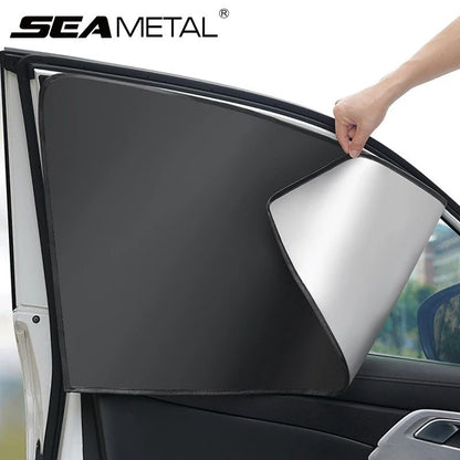 2 pcs Car Side Window Sun Shade Curtains UV Reflective Magnetic Sun Protection Covers for Summer Privacy