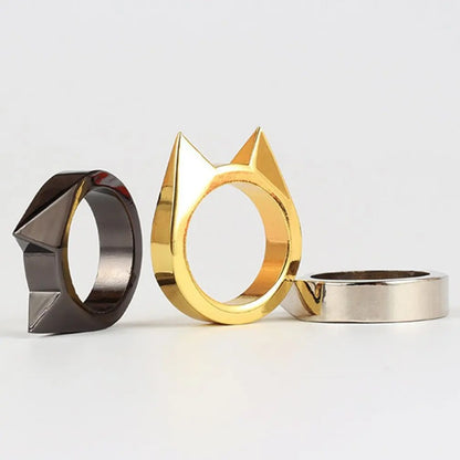 Broken Window Cat Ear Ring Outdoor Metal Defense Accessory For Self Protection 2