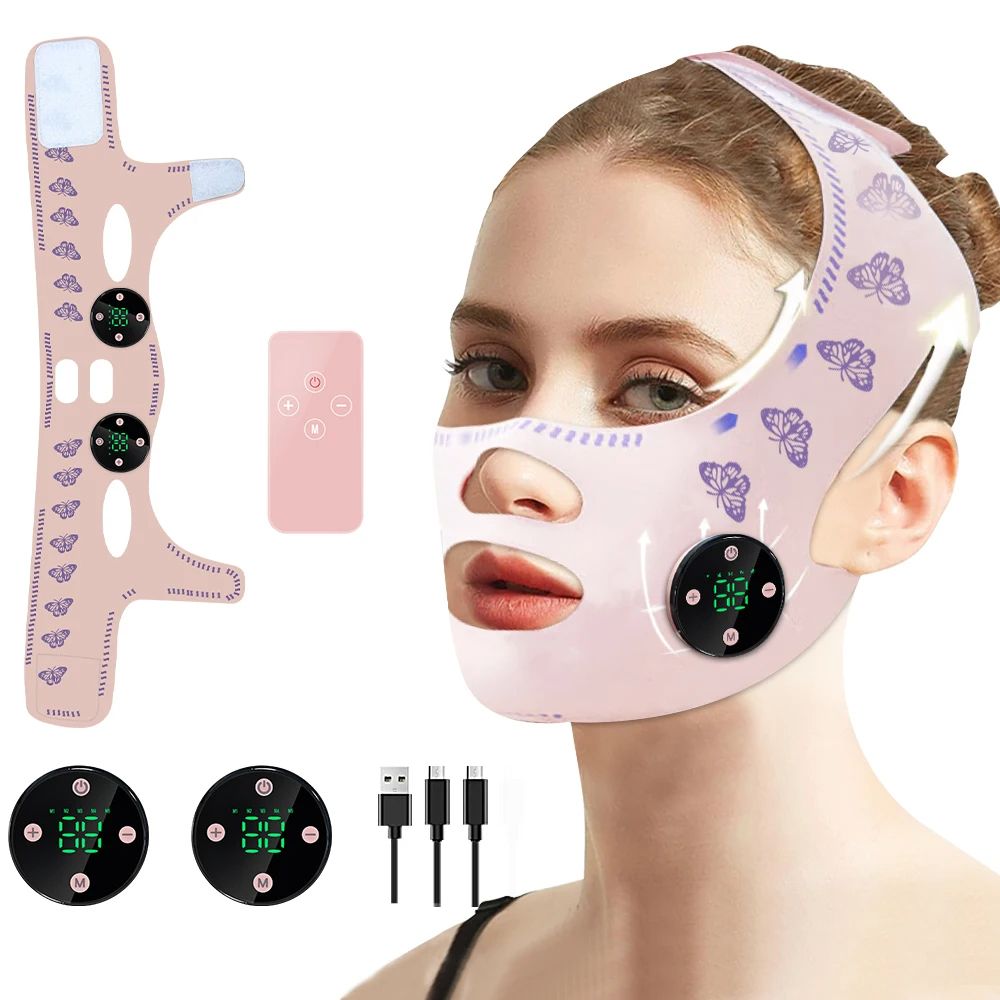 Head Massage Face Slimming Strap, USB Rechargeable Facial Lifting Mask to Reduce Double Chin, Cheek Lift, Skin Tightning