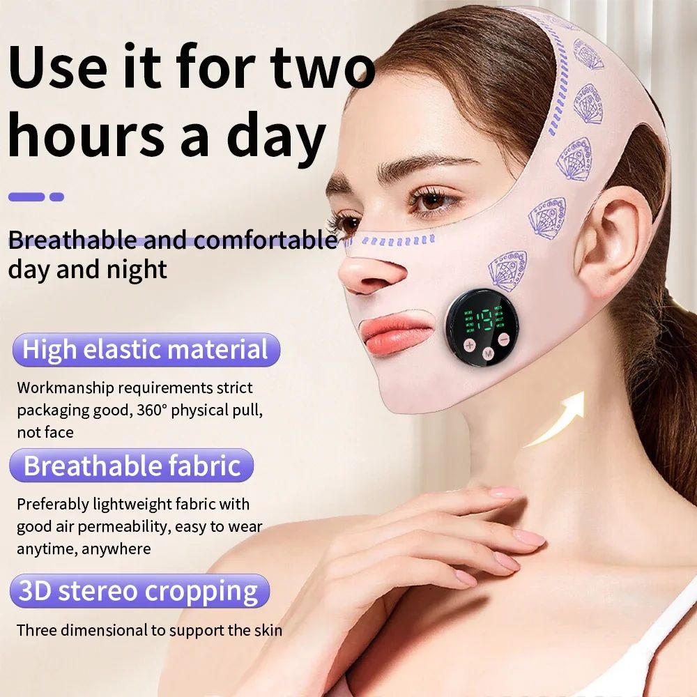 Head Massage Face Slimming Strap USB Rechargeable Facial Lifting Mask To Reduce Double Chin Cheek L 1