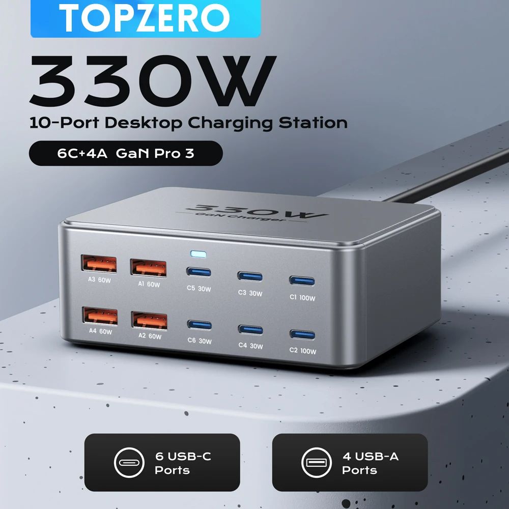 Multiport USB C GaN Charger PPS, Fast Charging Station for iPhone, Samsung, MacBook Pro, Laptop & Table Devices