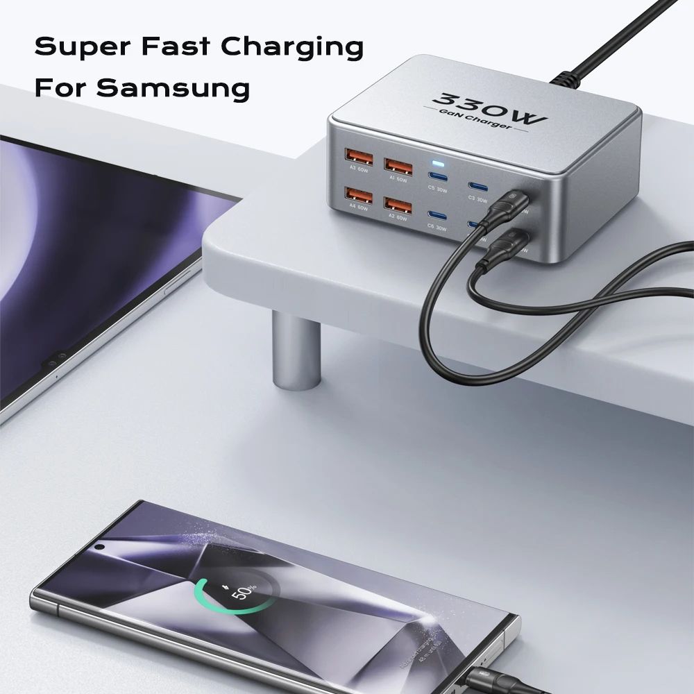 Multiport USB C GaN Charger PPS Fast Charging Station For IPhone Samsung MacBook Pro Laptop  Table  3