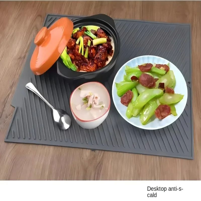 1PC Silicone Drain Pad Drying Mat  NonSlip Kitchen Dish Drain Mat AntiScald Coaster For Tableware A 1