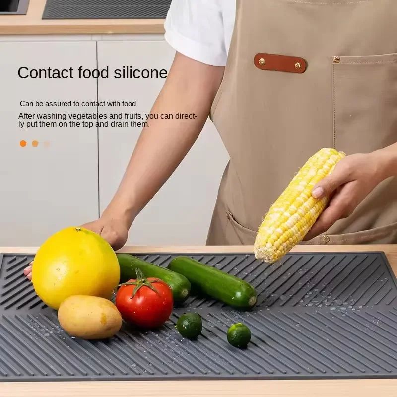 1PC Silicone Drain Pad Drying Mat  NonSlip Kitchen Dish Drain Mat AntiScald Coaster For Tableware A 3