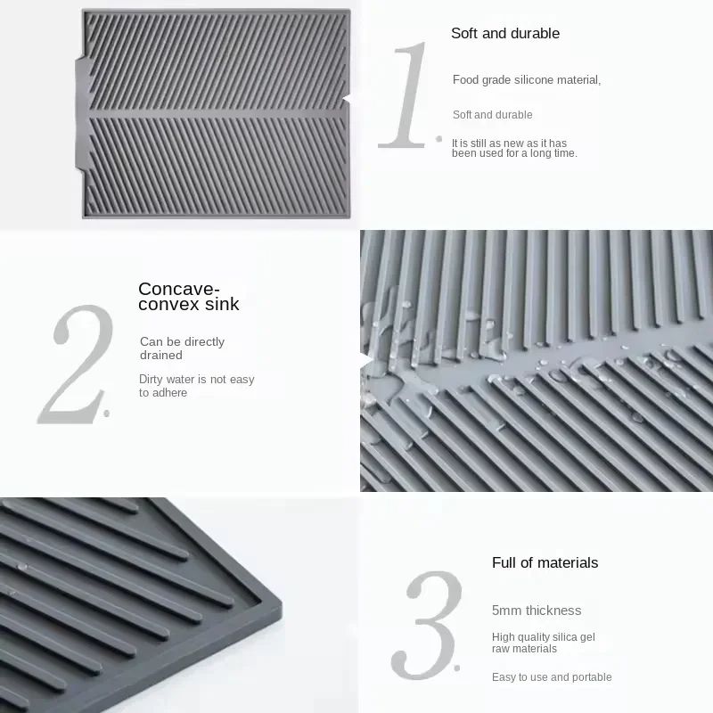 1PC Silicone Drain Pad Drying Mat  NonSlip Kitchen Dish Drain Mat AntiScald Coaster For Tableware A 5
