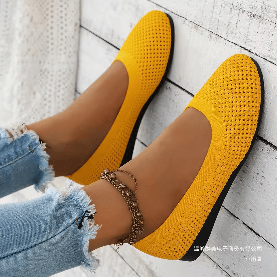 Womens Round Toe Knitted Slip On Ballet Flats Casual Breathable Loafers 3