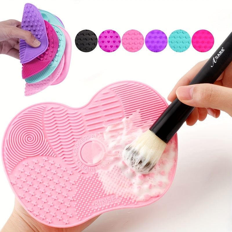 Silicone Apple Shape Makeup Brush Cleaning Pad, Cute & Effective Suction Cup Cosmetic Tool