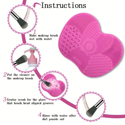 Silicone Apple Shape Makeup Brush Cleaning Pad Cute  Effective Suction Cup Cosmetic Tool 3