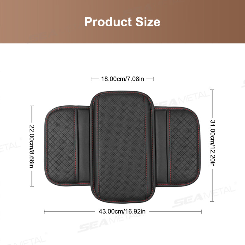 Leather Car Armrest Box Pad Memory Foam Center Console Arm Rest Protector Cover with Storage Pocket Elbow Rest Cushion