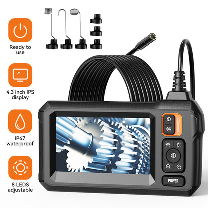 Dual & Single Lens Endoscope Camera, 1080P HD, 4.3" IPS Screen, IP67 Waterproof Borescope for Car & Pipe Inspection